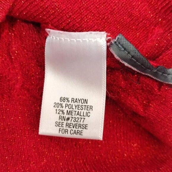 Dana Buchman Red Metallic Gold Chevron Knit Button Up Cardigan Medium - Picture 12 of 15